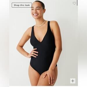 J Crew High support cross back one piece Swimsuit Plus 24 Black NWT